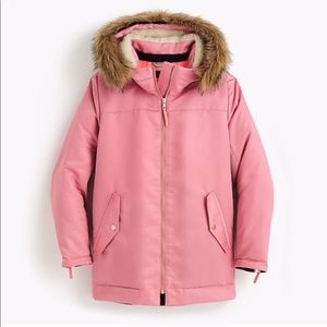 New J. Crew LUX Primaloft Perfect Winter Pink Parka Coat